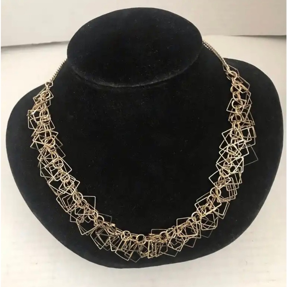 Goldtone Dangling Square Charms 17” Necklace